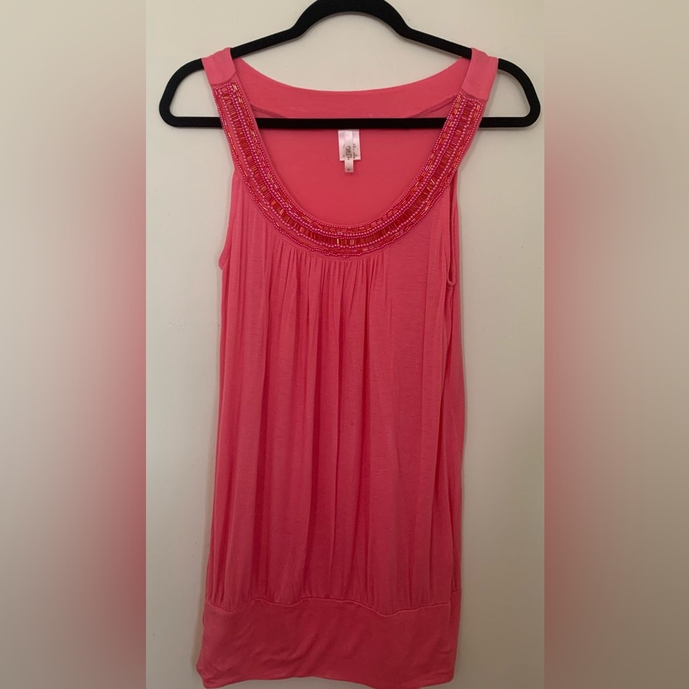 Pink Sleeveless Beaded Women's Top